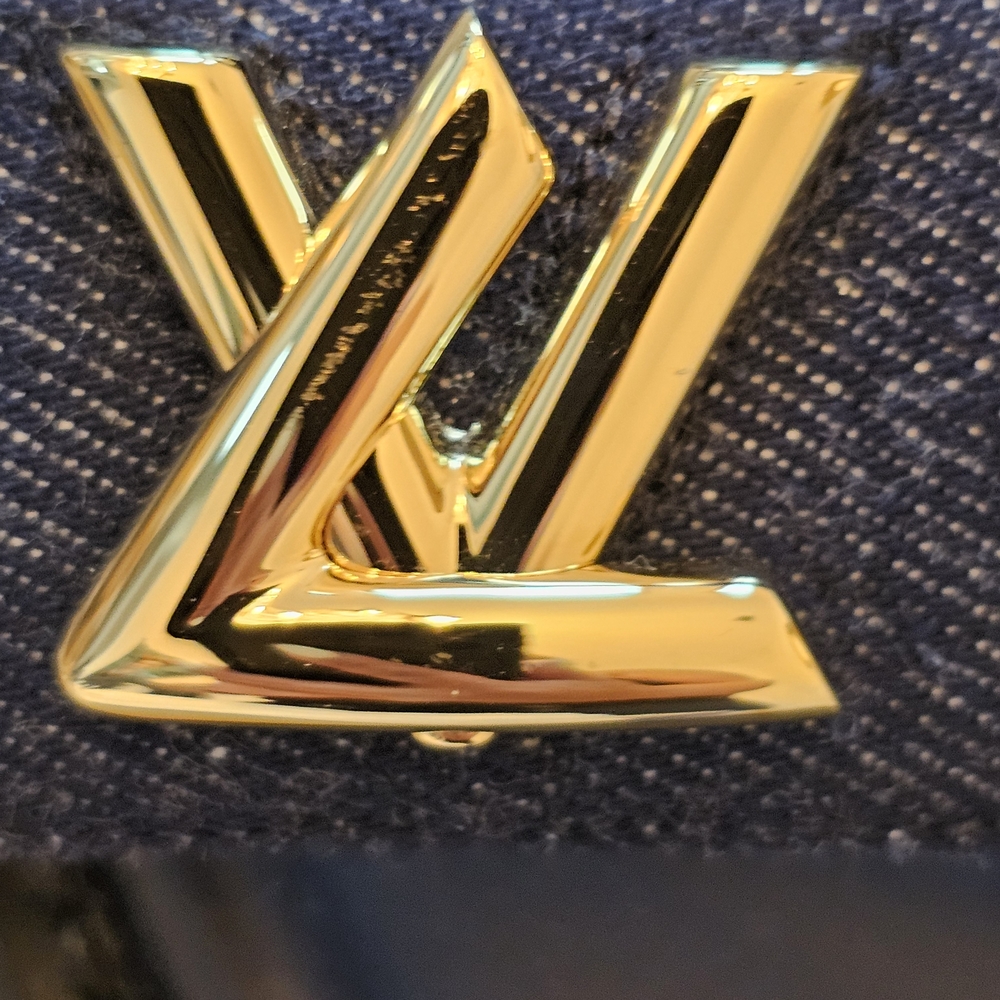 Louis Vuitton Navy Denim Logo Slide Sandals with Gold Hardware - Picture 9 of 10